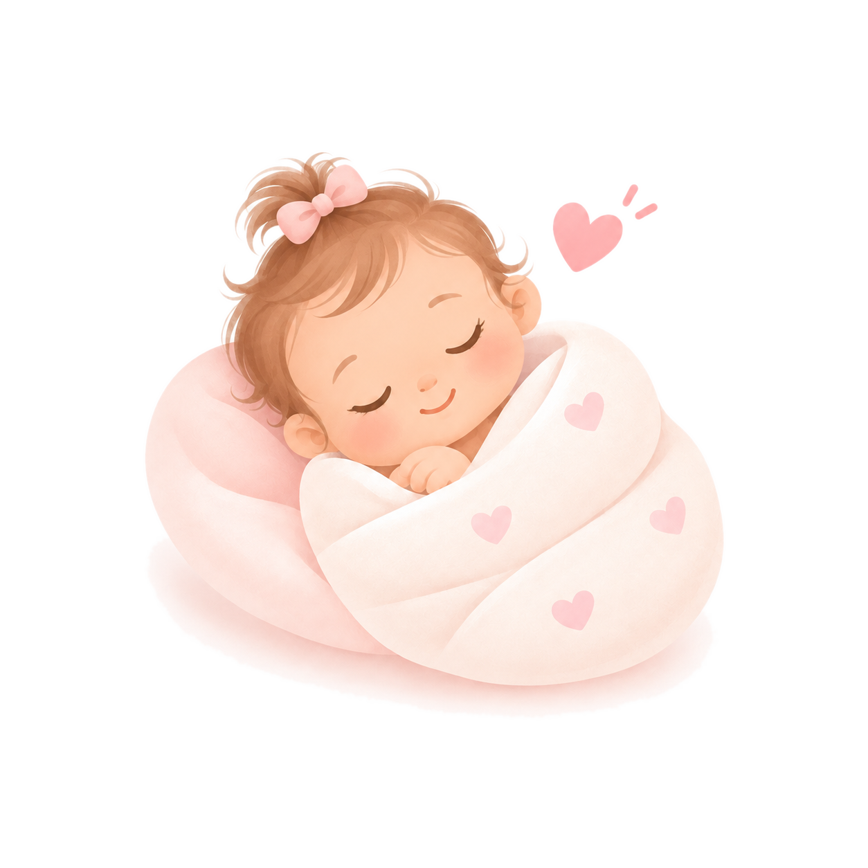 Sleeping baby girl illustration